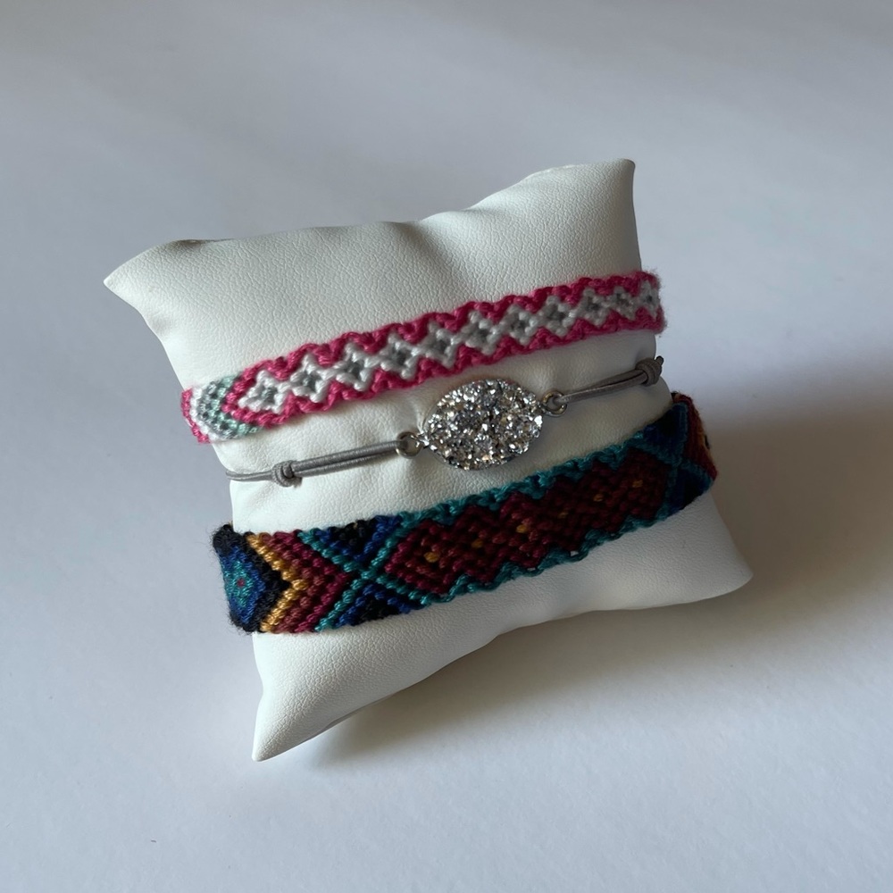 Woven bracelet set druzy crystal stone friendship - Picture 2 of 4